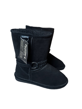 Bearpaw Adele Black Sheepskin Suede Fur Lined Cozy Winter Boots SIZE 8